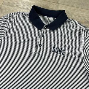 NIke Dri-Fit Golf Medium Polo Duke Blue Devils Men's Blue White Stripe Shirt